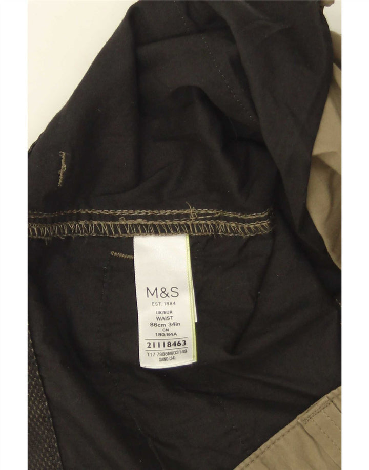 Shorts cargo masculino Marks & Spencer W34 grande algodão cáqui
