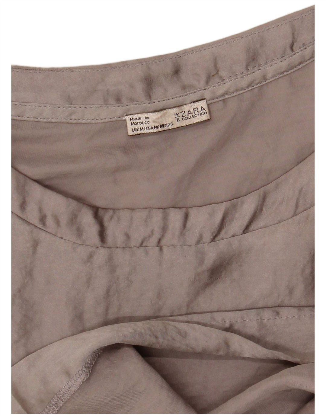 Zara Blusa Feminina Crop Manga Longa Top UK 14 Cinza Médio