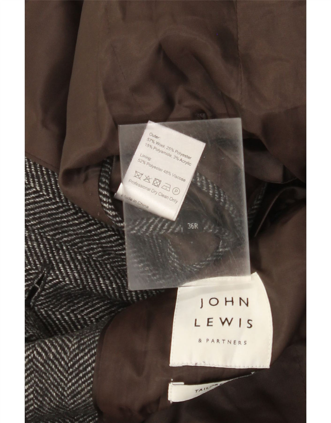 Sobretudo masculino John Lewis sob medida de ajuste regular Reino Unido 36 espinha de peixe cinza pequeno