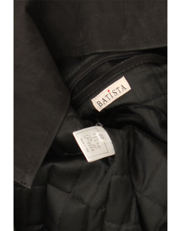 Jaqueta de couro masculina vintage IT 50 grande couro preto