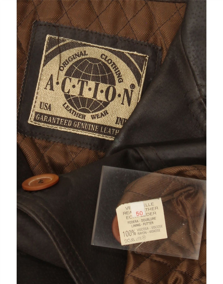 Jaqueta de couro masculina vintage IT 50 grande couro marrom