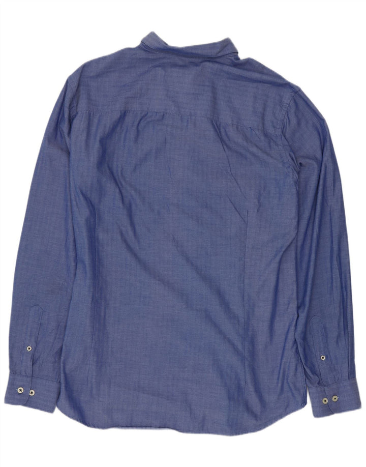 Camisa masculina Jack & Jones XL azul espinha de peixe
