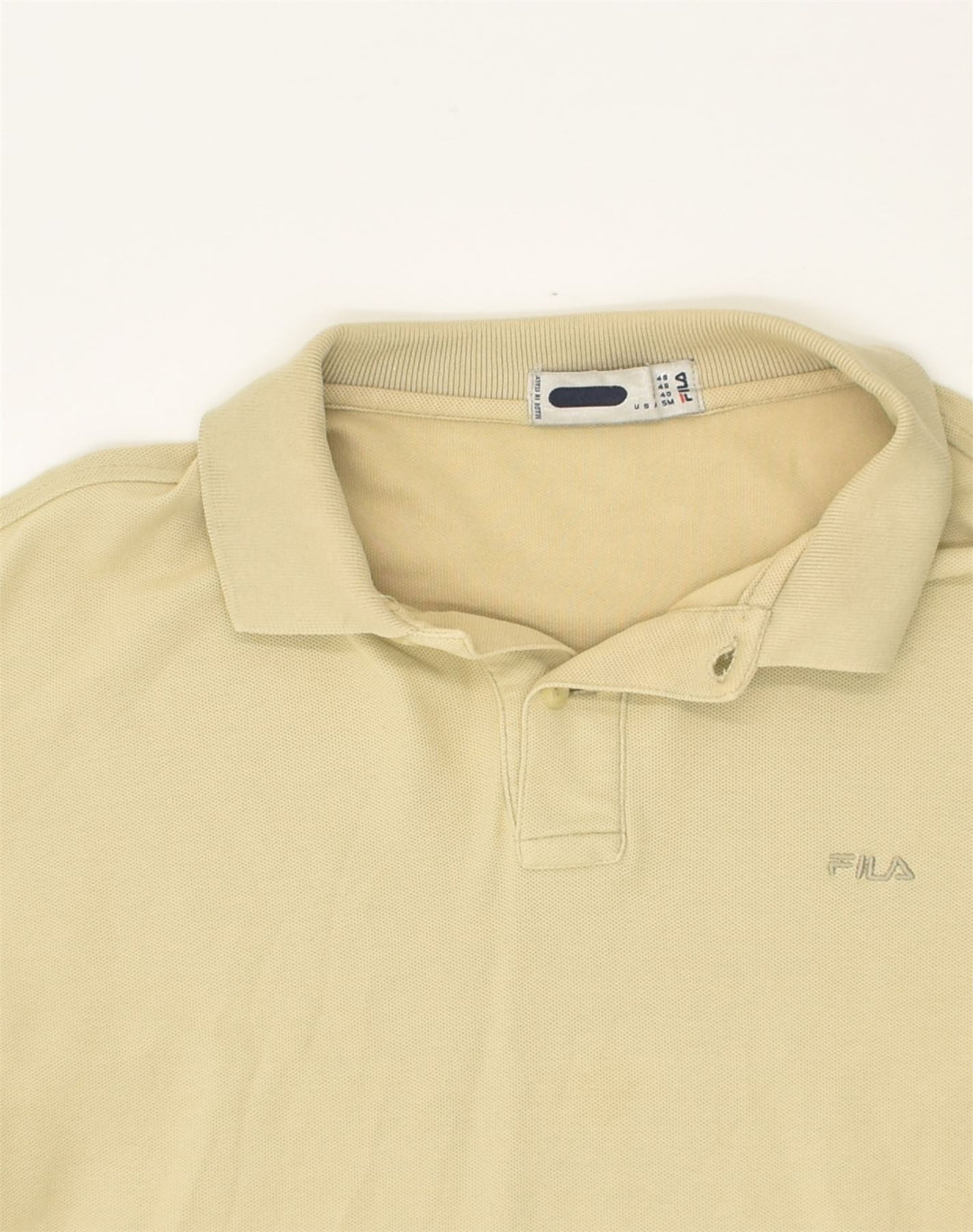 FILA Mens Polo Shirt Small Beige Cotton | Vintage Fila | Thrift | Second-Hand Fila | Used Clothing | Messina Hembry 
