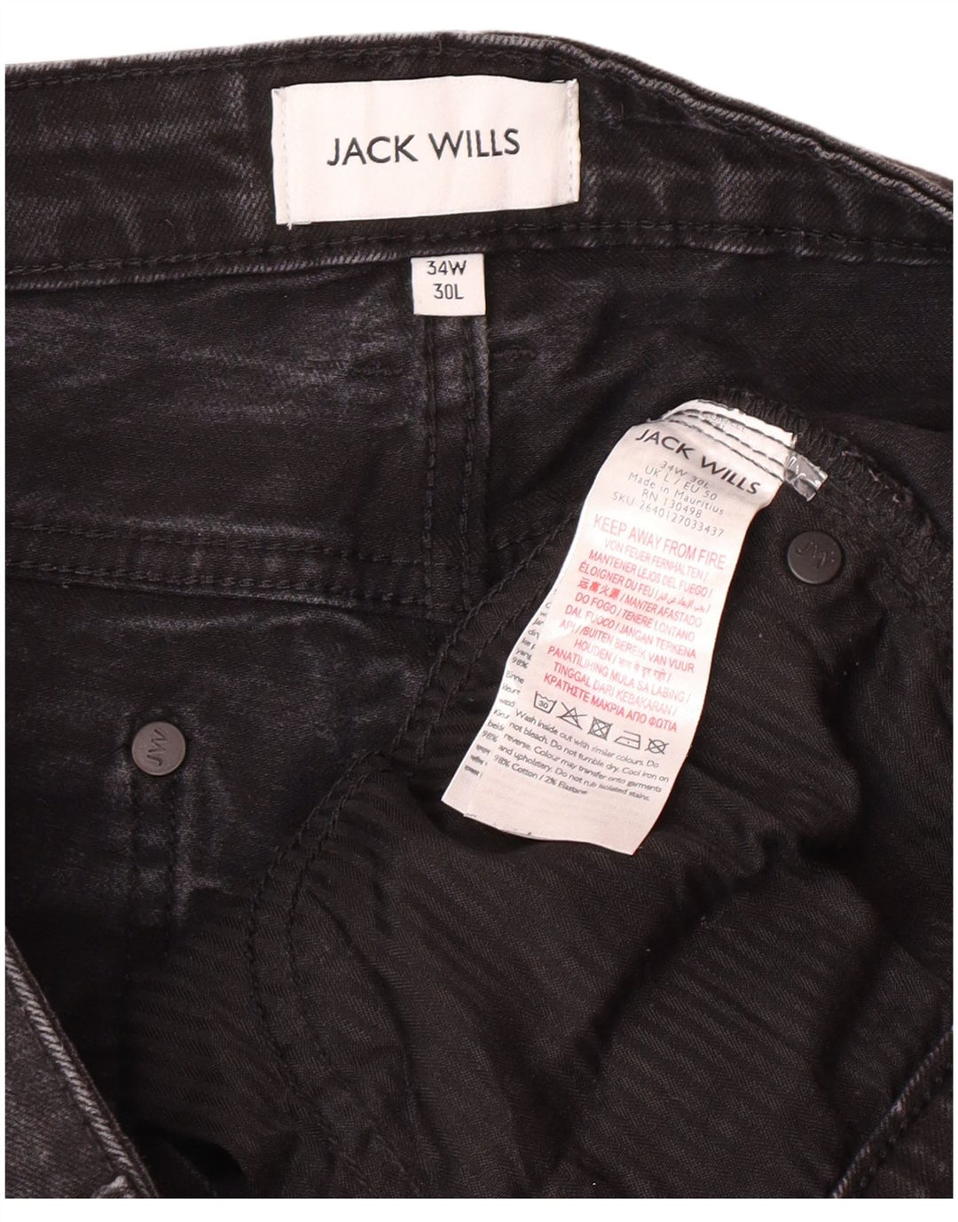 JACK WILLS Jeans Slim Masculino W34 L27 Algodão Preto