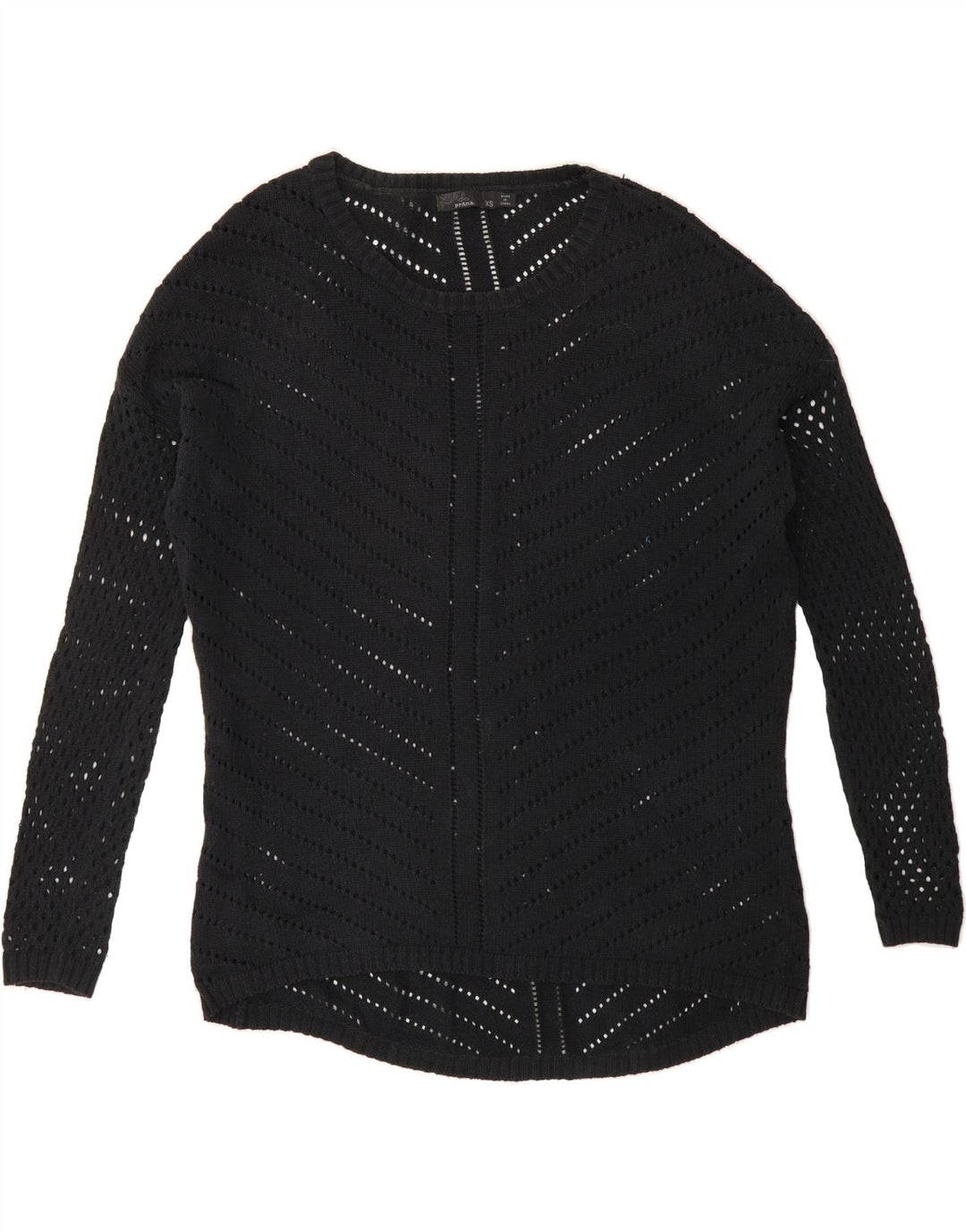 PRANA Womens Oversized Boat Neck Jumper Sweater UK 4 XS Black Vintage Prana and Second-Hand Prana from Messina Hembry 