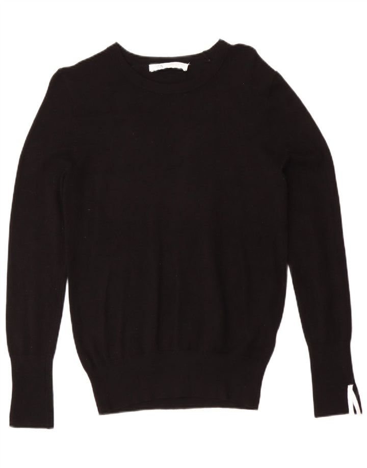 Suéter feminino Zara com gola canoa e viscose preta média Reino Unido 12