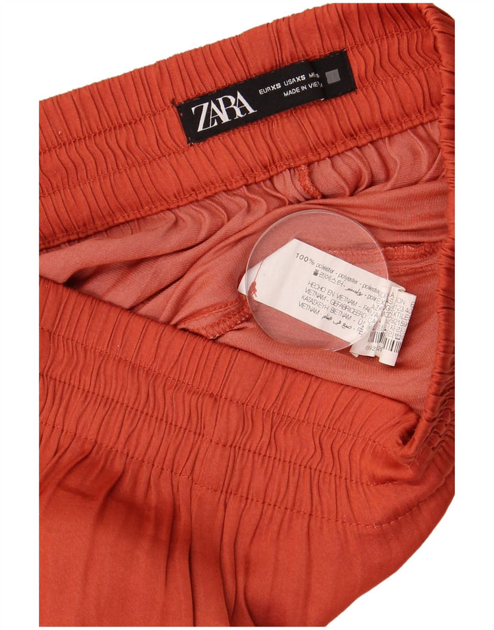 Zara Calça Cullotes Feminina Cintura Alta XS W24 L27 Poliéster Laranja