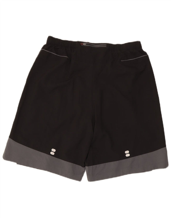 Shorts esportivos masculinos Asics médio preto colorblock poliéster