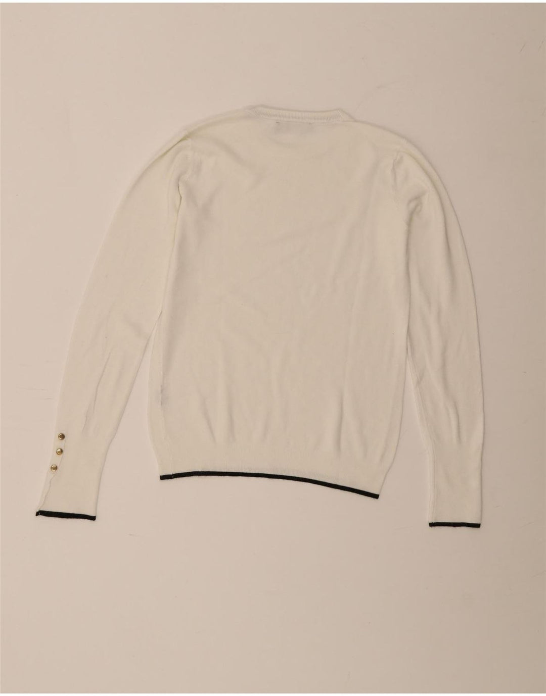 Zara Suéter feminino com gola redonda, Reino Unido 12 Médio Branco