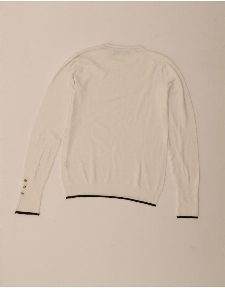 Zara Suéter feminino com gola redonda, Reino Unido 12 Médio Branco