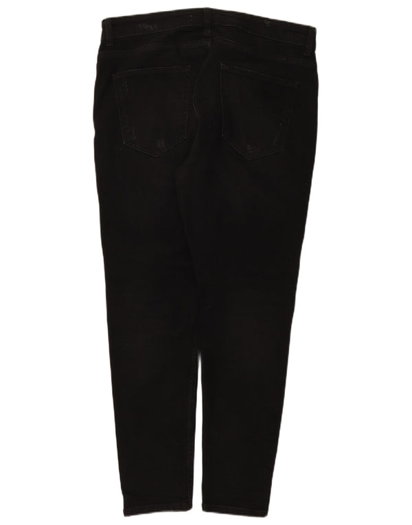 Zara Jeans skinny masculino desgastado UE 44 grande W34 L28 algodão preto