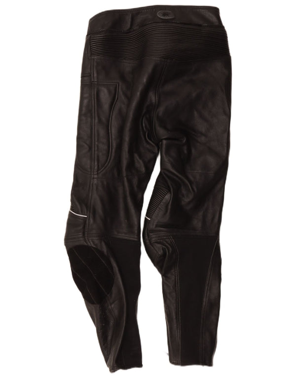 Calças masculinas de couro estilo motor Buffalo UK 42 médio W32 L27 pretas