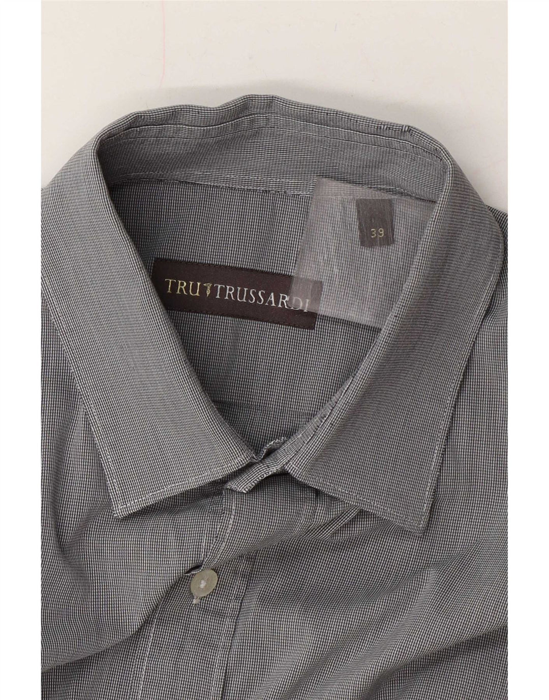 Camisa masculina Trussardi tamanho 39 cinza médio Houndstooth
