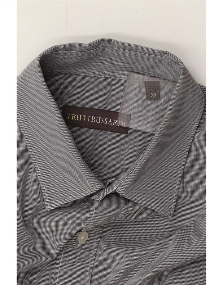 Camisa masculina Trussardi tamanho 39 cinza médio Houndstooth