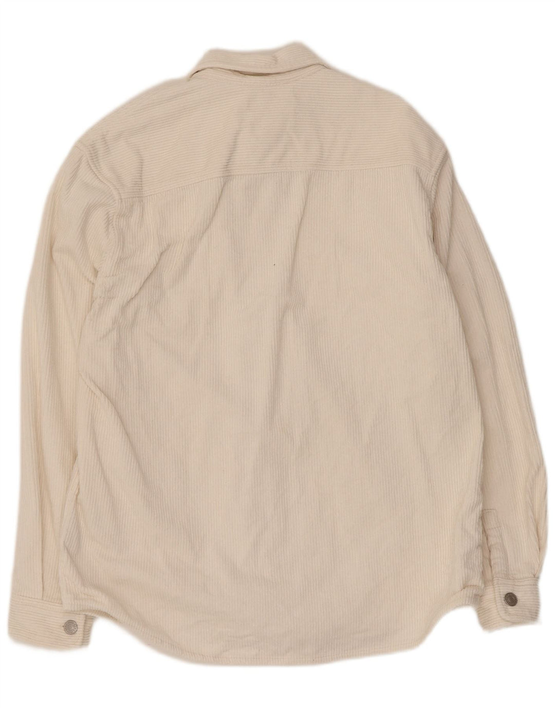 Zara Camisa masculina de veludo cotelê médio branco algodão