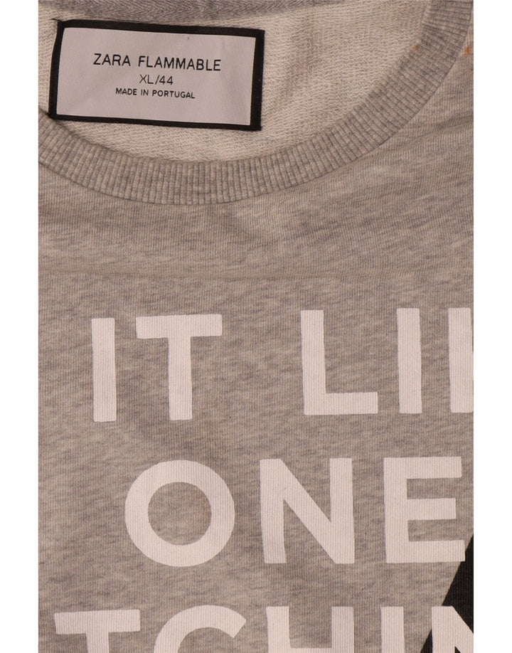 Zara moletom gráfico masculino Jumper XL cinza algodão