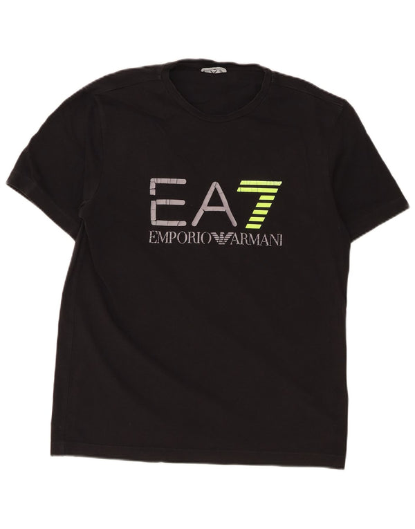 Camiseta gráfica masculina Emporio Armani Top médio algodão preto