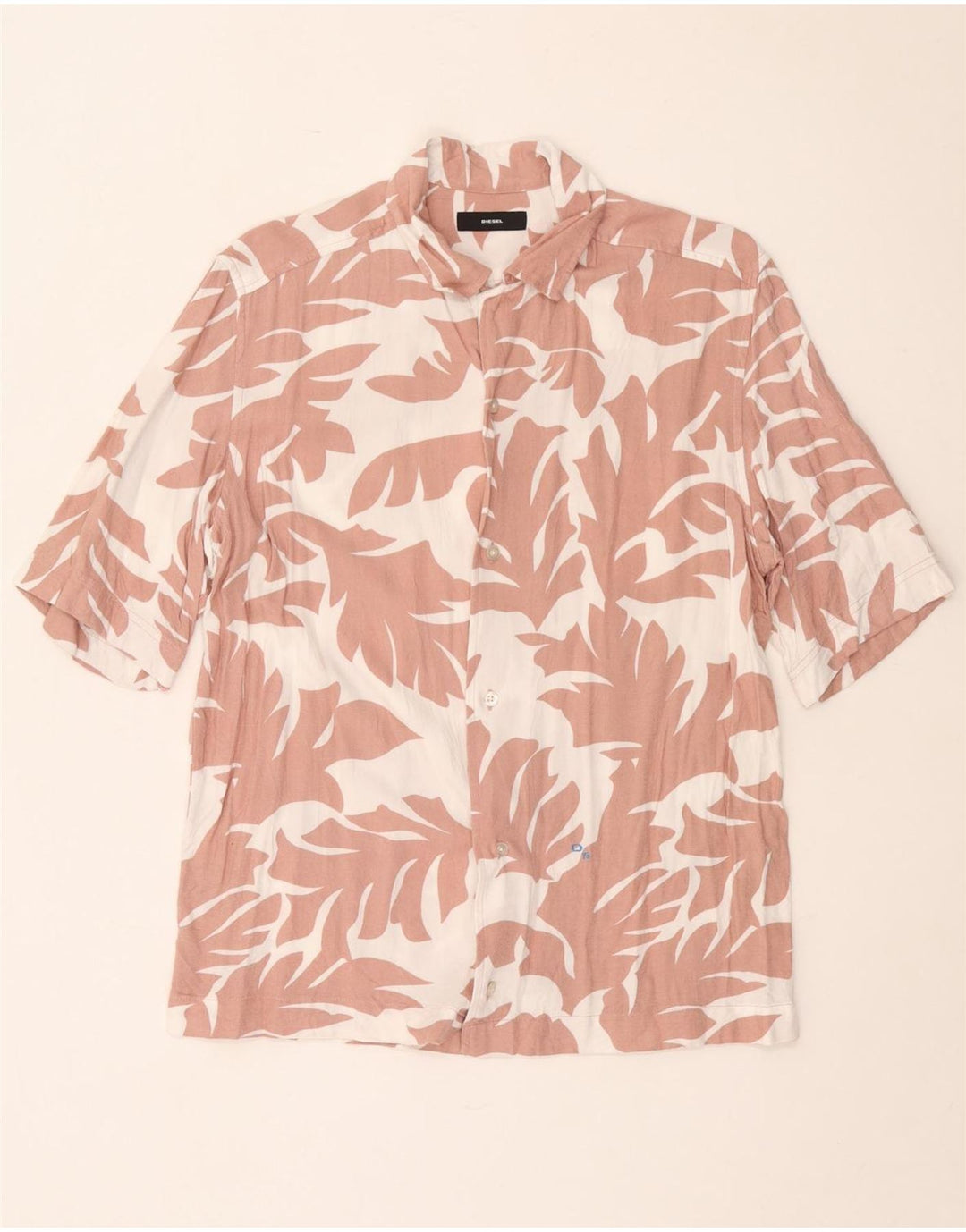 Camisa masculina diesel de manga curta grande rayon floral branco