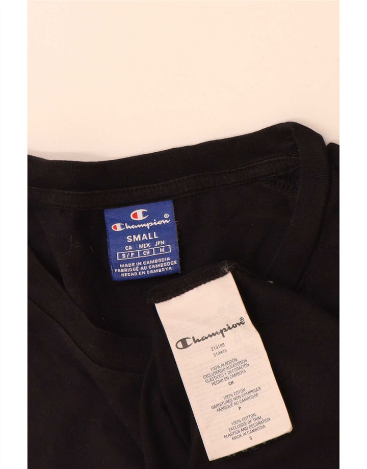 Camiseta masculina gráfica Champion pequena de algodão preto