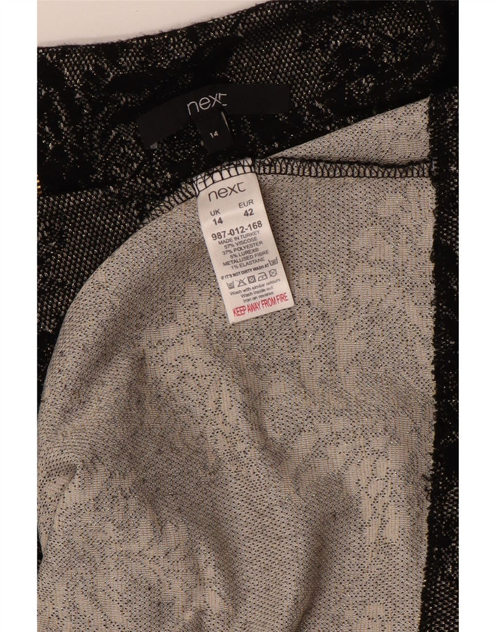 NEXT Vestido feminino manga comprida Shift UK 14 Viscose floral cinza médio