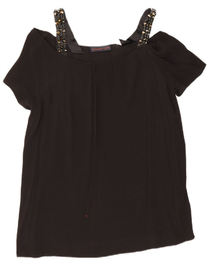 Trussardi Top feminino sem ombros IT 48 XL Viscose preta