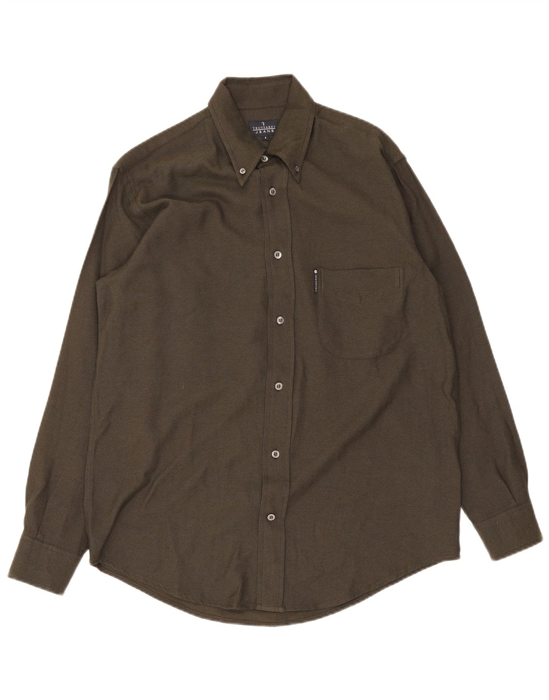 Camisa masculina Trussardi pequena cáqui viscose
