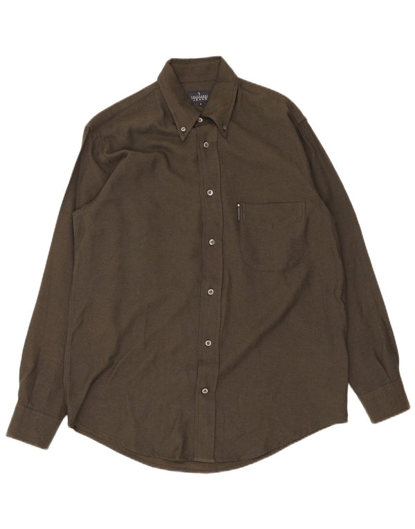 Camisa masculina Trussardi pequena cáqui viscose