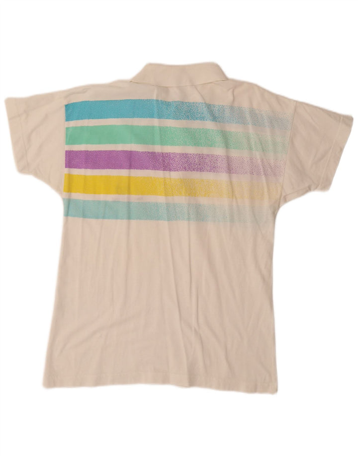 SERGIO TACCHINI Camisa polo masculina pequena listrada branca de algodão