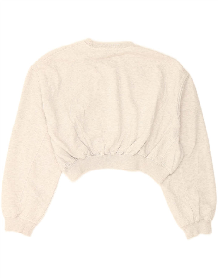 ZARA Womens Oversized Crop Sweatshirt Jumper UK 14 Medium Grey Cotton Vintage Zara and Second-Hand Zara from Messina Hembry 