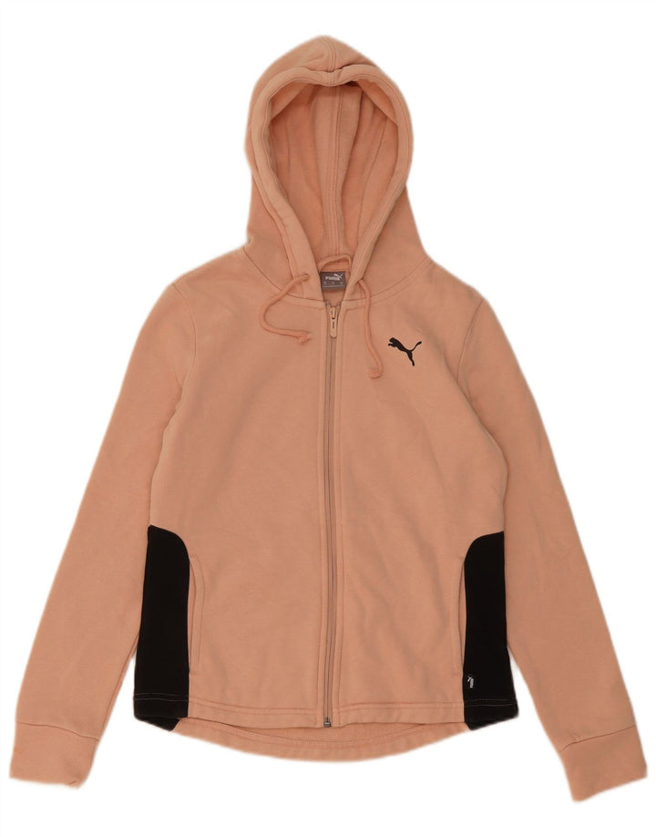 Suéter Puma feminino com capuz e zíper UK 12 rosa médio