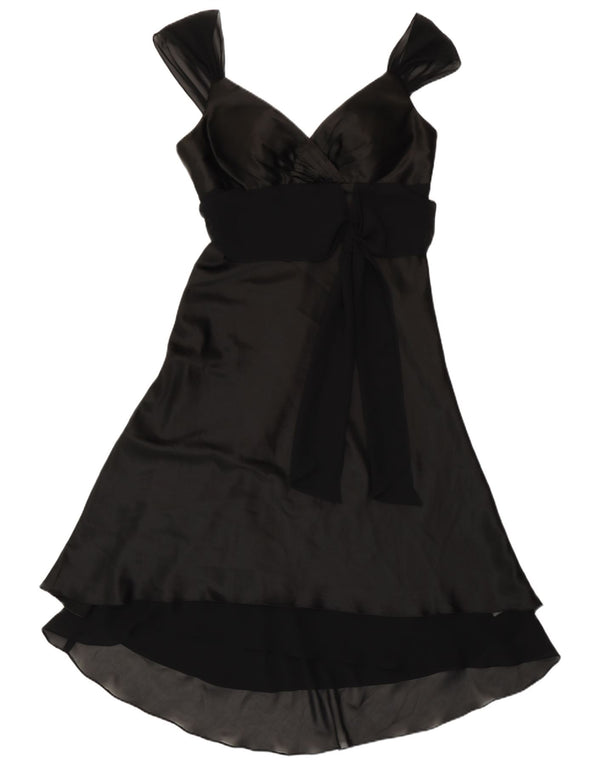 Vestido feminino rímel evasê UK 14 poliéster preto médio