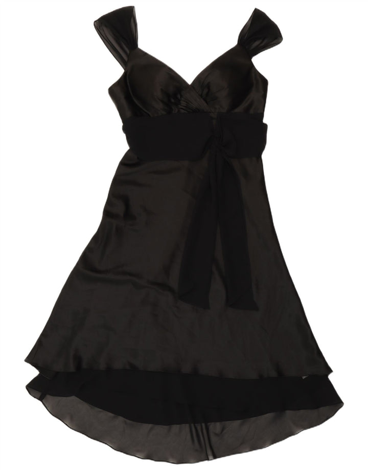 Vestido feminino rímel evasê UK 14 poliéster preto médio