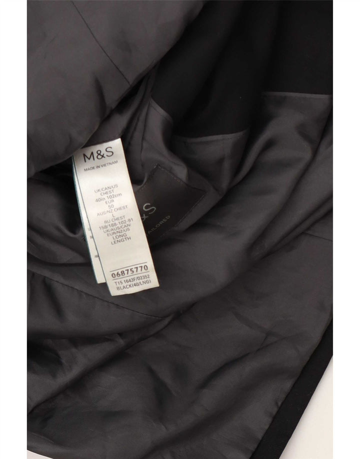 Jaqueta blazer masculina de 2 botões Marks & Spencer Reino Unido 40 poliéster preto médio