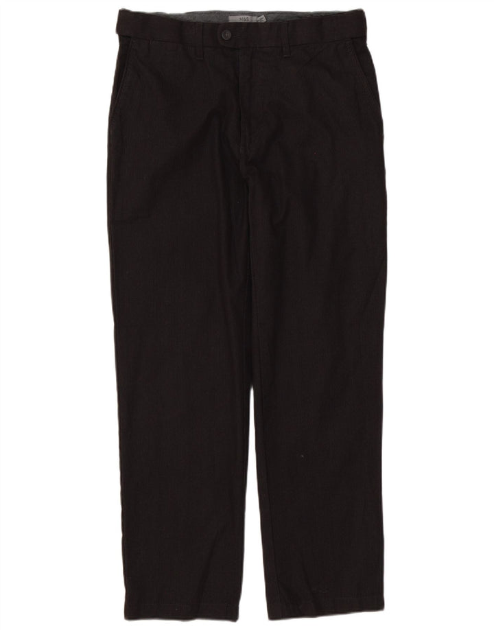 Calça masculina de terno regular Marks & Spencer W32 L29 algodão listrado marrom
