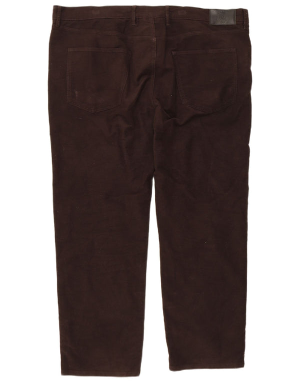 Calça masculina reta casual Marks & Spencer W42 L29 algodão marrom