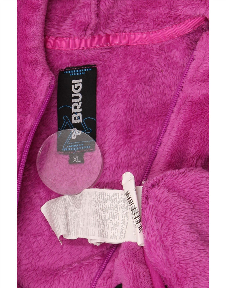 Jaqueta de lã com capuz feminina Brugi UK 18 XL poliéster rosa