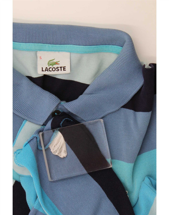 Camisa polo masculina Lacoste tamanho 5 grande algodão listrado multicolorido