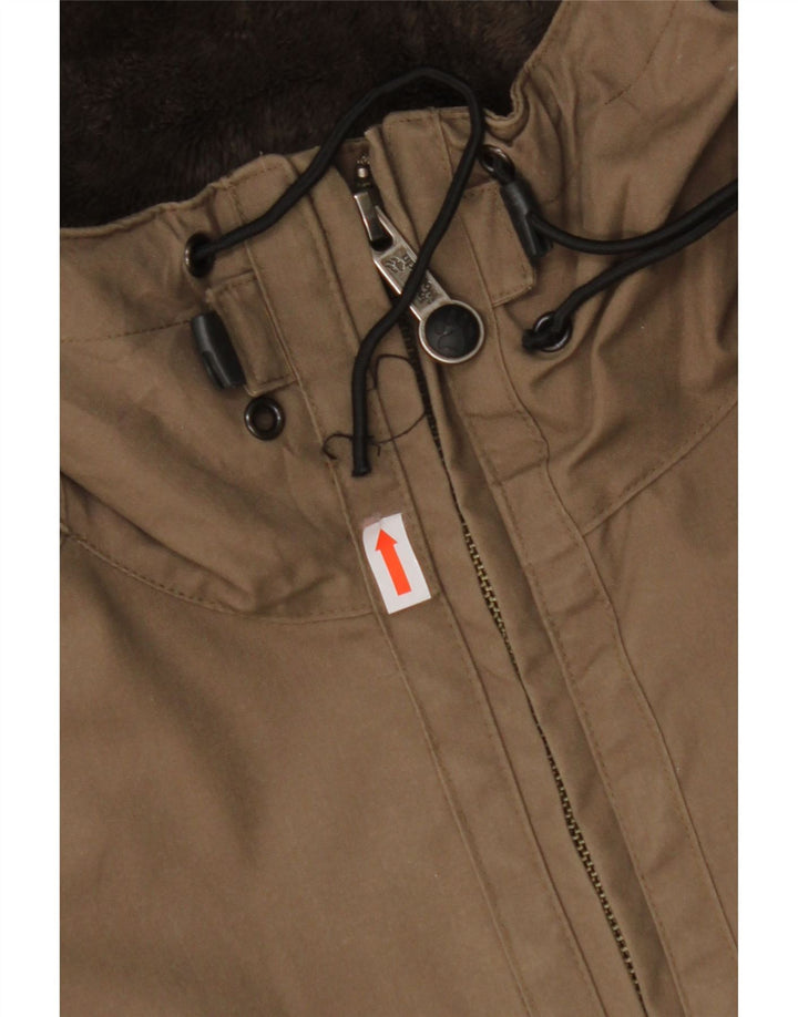 Jaqueta corta-vento masculina JACK WOLFSKIN com capuz Reino Unido 40/42 grande cáqui