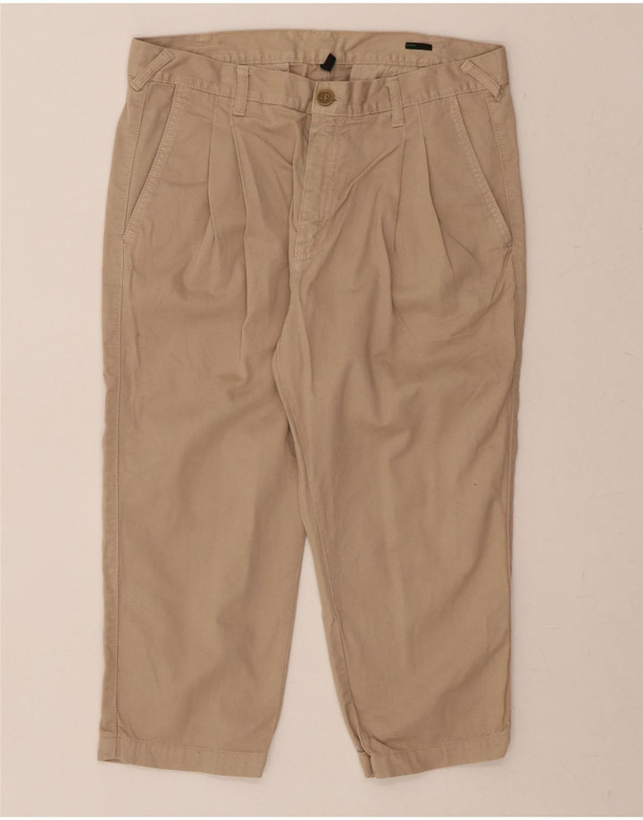 BENETTON Womens Pegged Capri Trousers IT 46 Large W32 L20 Beige Cotton Vintage Benetton and Second-Hand Benetton from Messina Hembry 