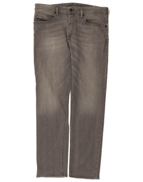 Diesel Mens Buster Regular Slim Tapered Jeans W34 L32 Grey Cotton