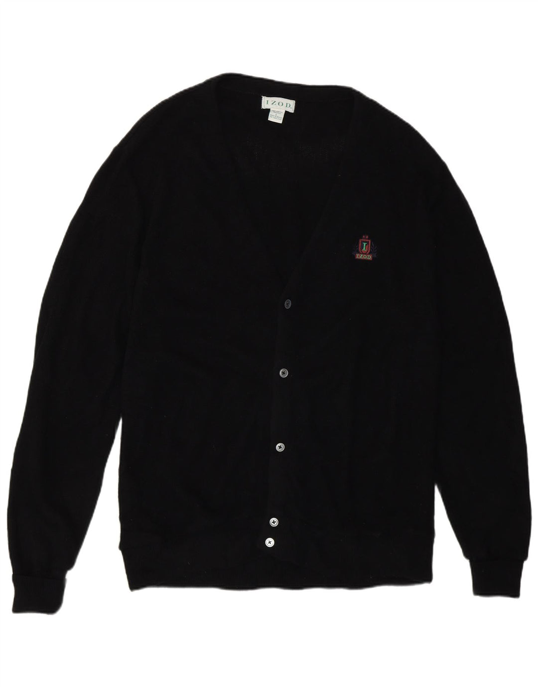 Izod Suéter Cardigan Masculino Grande Acrílico Preto