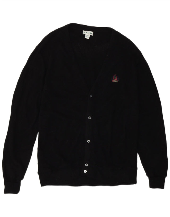 Izod Suéter Cardigan Masculino Grande Acrílico Preto