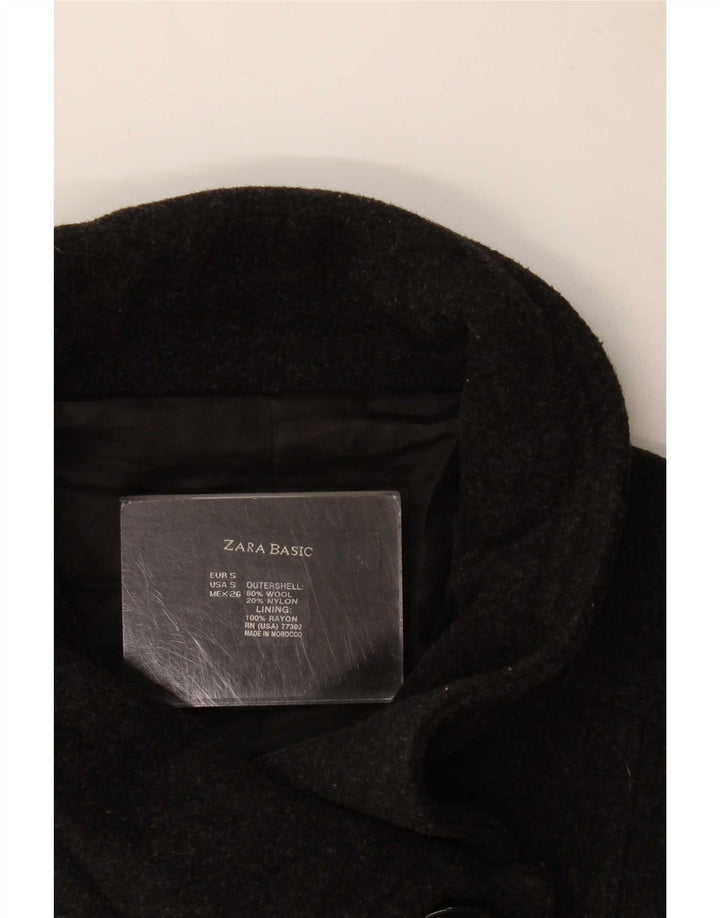 Zara Womens Pea Coat UK 10 Small Gray Wool