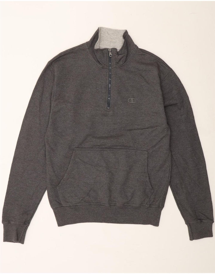 CHAMPION Mens Zip Neck Sweatshirt Jumper Small Grey Cotton Vintage Champion and Second-Hand Champion from Messina Hembry 
