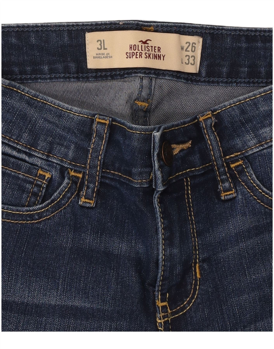 Calça jeans feminina super skinny HOLLISTER W26 L33 algodão azul