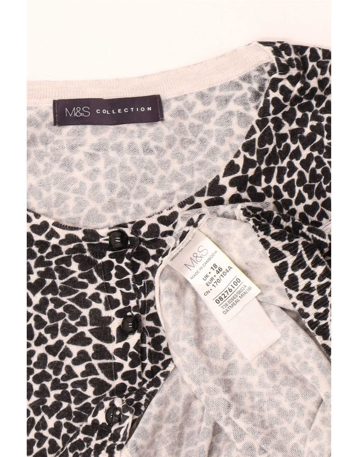 Suéter cardigã feminino Marks & Spencer com padrão abstrato Reino Unido 18 XL preto