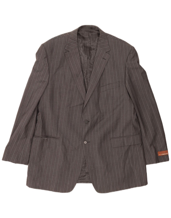 Jaqueta blazer masculina de 2 botões Marks & Spencer Reino Unido 46 XL cinza risca de giz lã