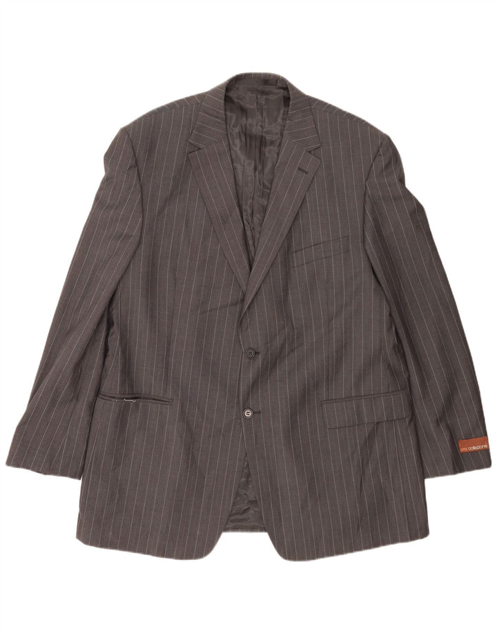 Jaqueta blazer masculina de 2 botões Marks & Spencer Reino Unido 46 XL cinza risca de giz lã
