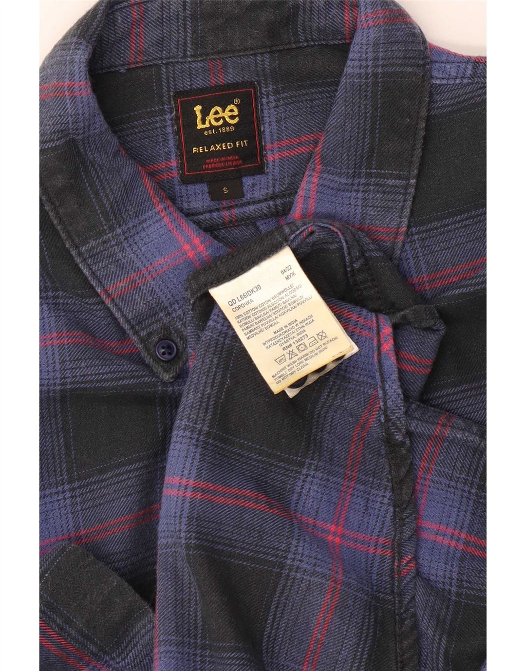 Camisa masculina Lee de flanela com ajuste relaxado, pequena, azul marinho, algodão xadrez