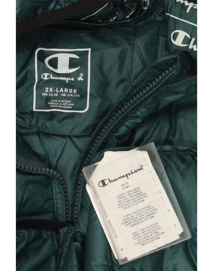 Jaqueta acolchoada com capuz para meninos Champion 15-16 anos 2XL poliéster verde